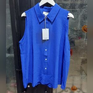 ANDREE BY UNIT Royal Blue Sleeveless Blouse